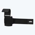 A single Addos weightlifting hook with a blue rubber-coated metal hook and a black padded wrist strap on a plain white background.