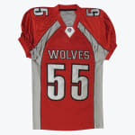 Red and grey football jersey with WOLVES and the number 55 on the front.