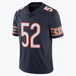A navy blue Chicago Bears football jersey with the number 52 printed on the front in white with orange trim, featuring GSH on the sleeve.