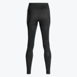 Back view of women black high-waisted seamless leggings on a white background.