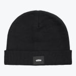 A black knit beanie with a folded cuff and a small black patch displaying the word addos in white text, set against a plain light background.