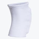 A white elastic knee pad with protective padding on the front, shown from a side angle against a plain white background.