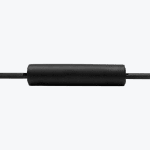 A black foam barbell pad wrapped around a black barbell against a plain white background.
