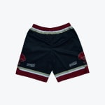 Black basketball shorts with maroon, gold, and white trim, featuring a white Highdeal logo and red cloud graphics on the sides.