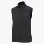 A black Addos softshell vest with a full zipper, high collar, and multiple zippered pockets, shown against a solid white background.