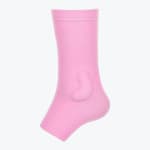 A light pink ankle compression sleeve with an integrated gel pad on the side, displayed against a plain white background.
