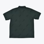 Back view of a dark green podium polo shirt