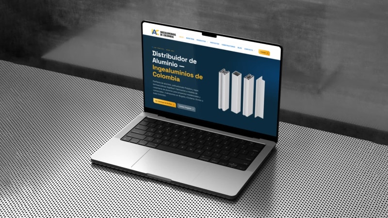 Página del sitio web de IngeAluminios de Colombia