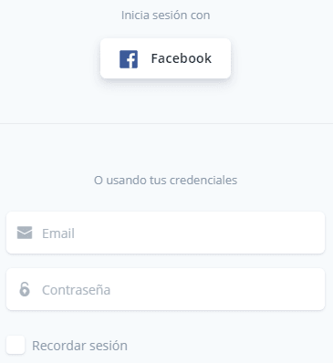 Enlace con forma de botón que lleva al login vía Facebook