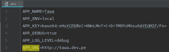 Variable APP_URL en el archivo .env