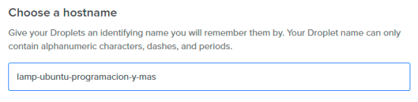 Choosing a name for your droplet