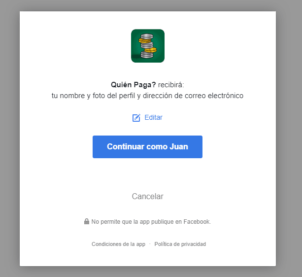 Ejemplo de solicitud de permisos