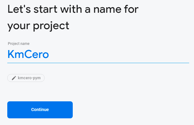 Nombre e ID del proyecto Firebase