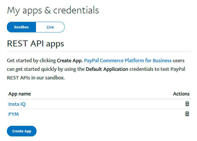 Obtener credenciales PayPal