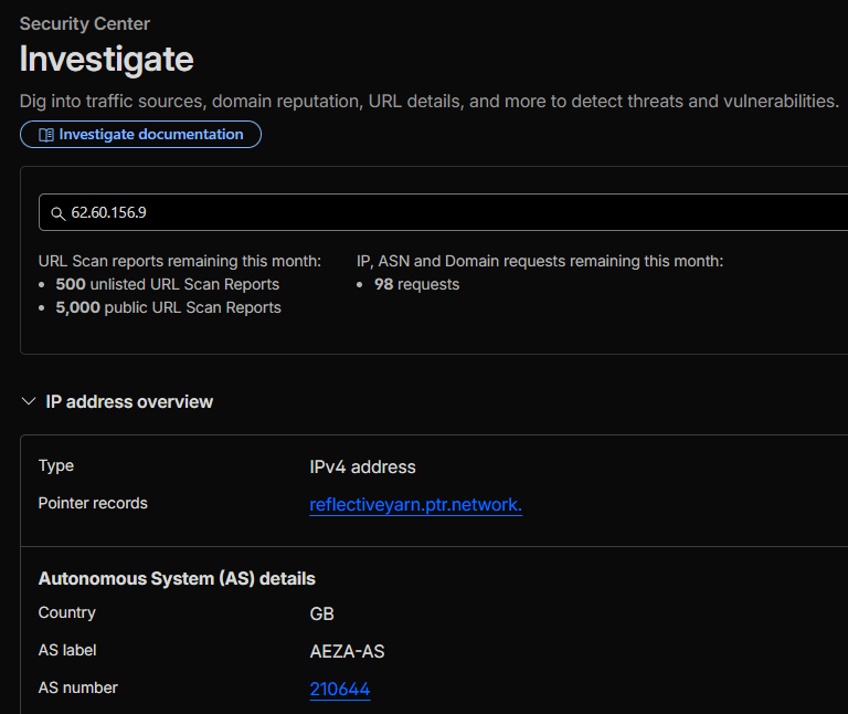 Investigando la IP del atacante