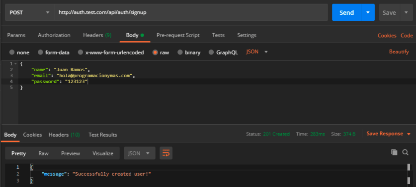 Registration via API