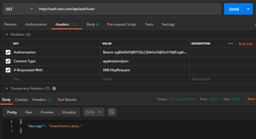 Not authorised to query the user API