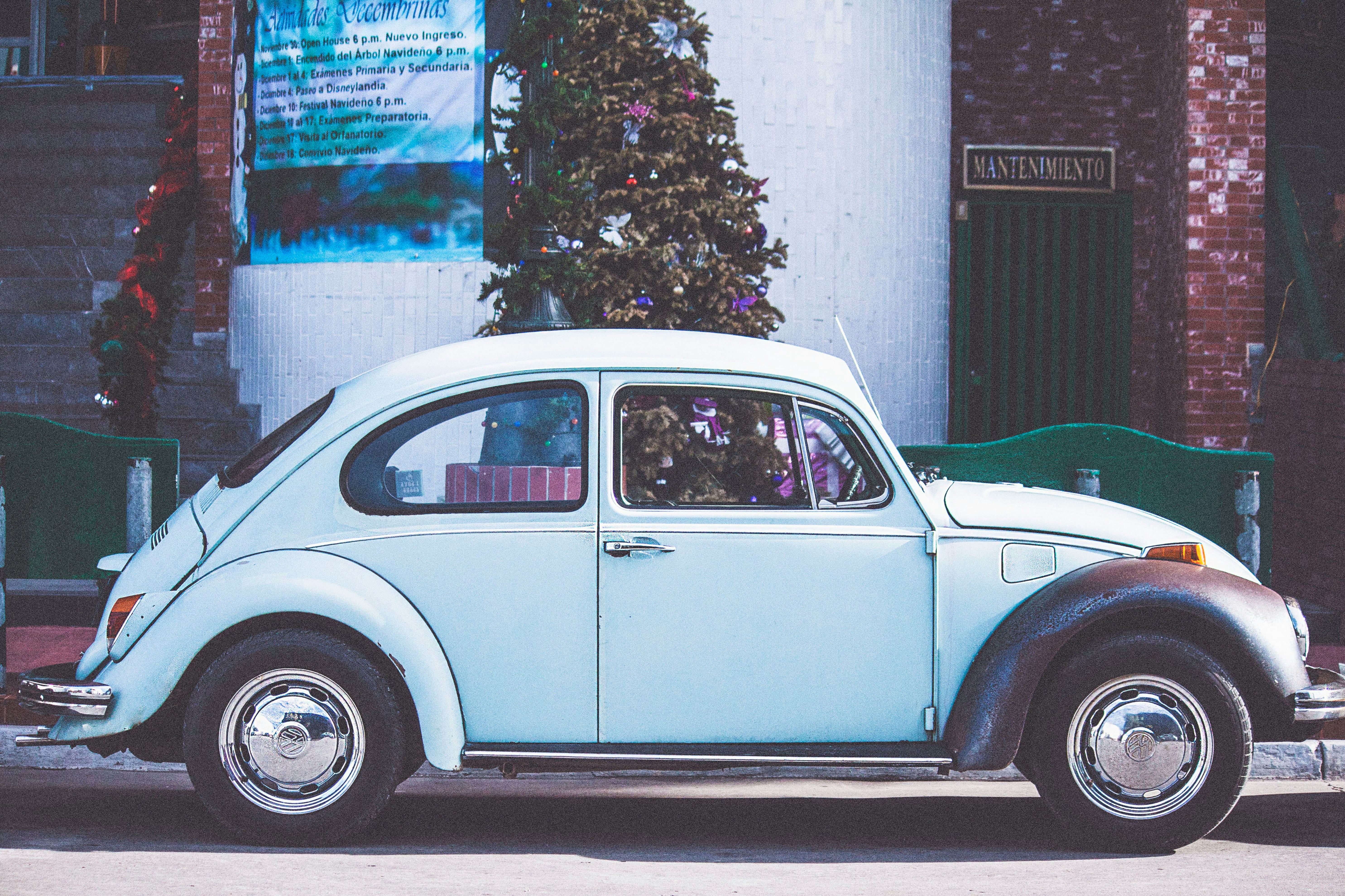 light blue vintage car 