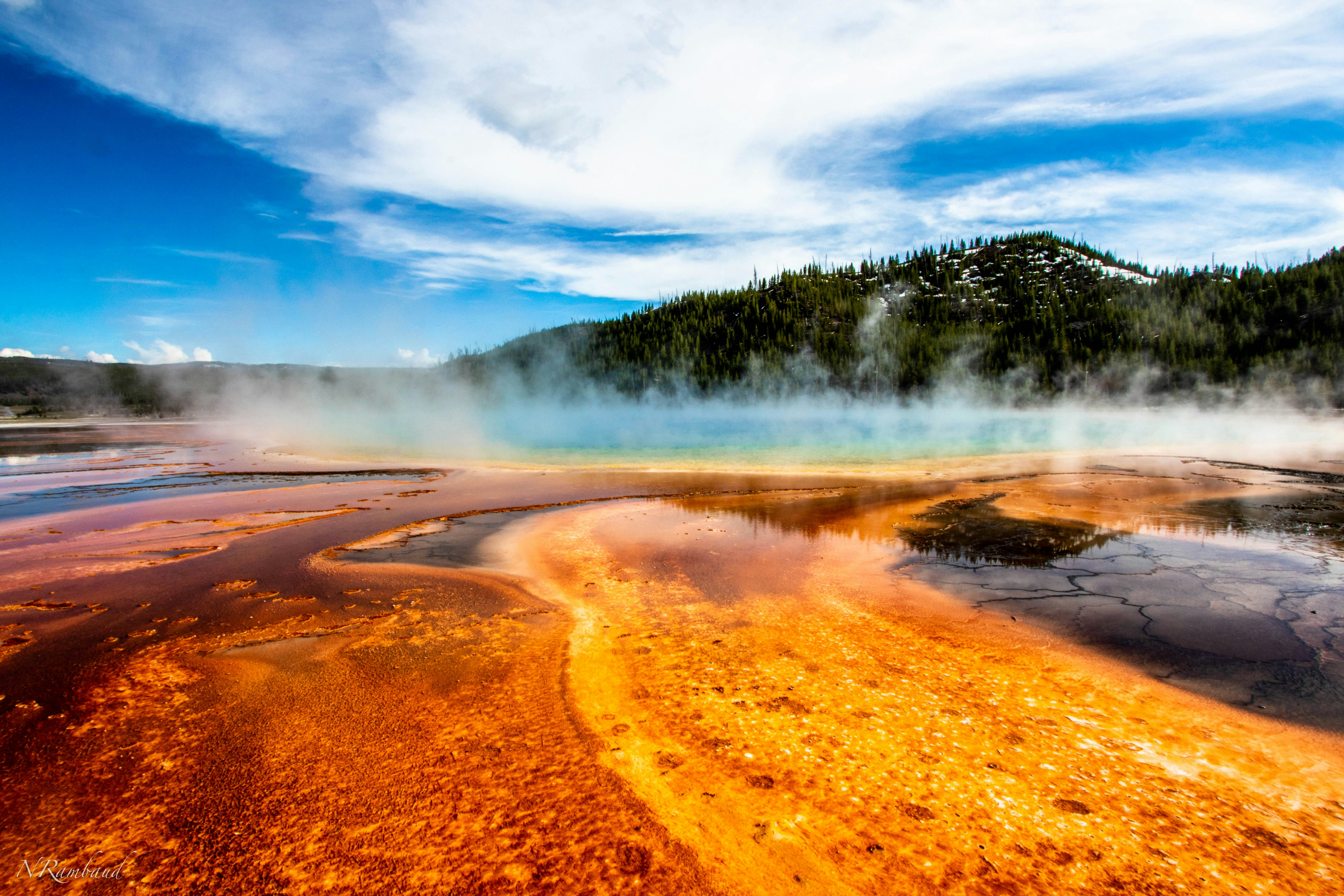 steam rising at Yellowstone national park