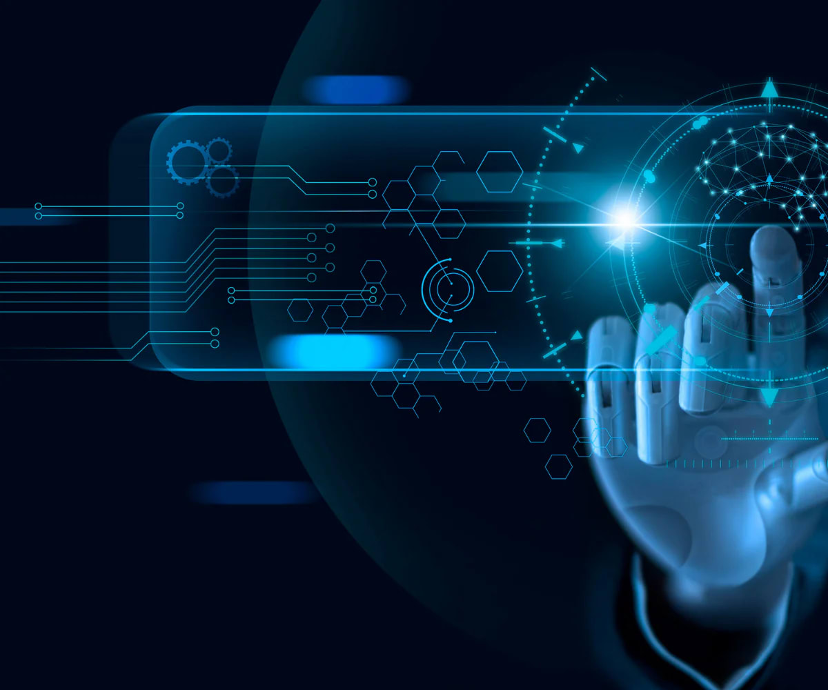 AI-powered visualization platform showing 3D modeling, augmented reality preview, and predictive simulation interfaces