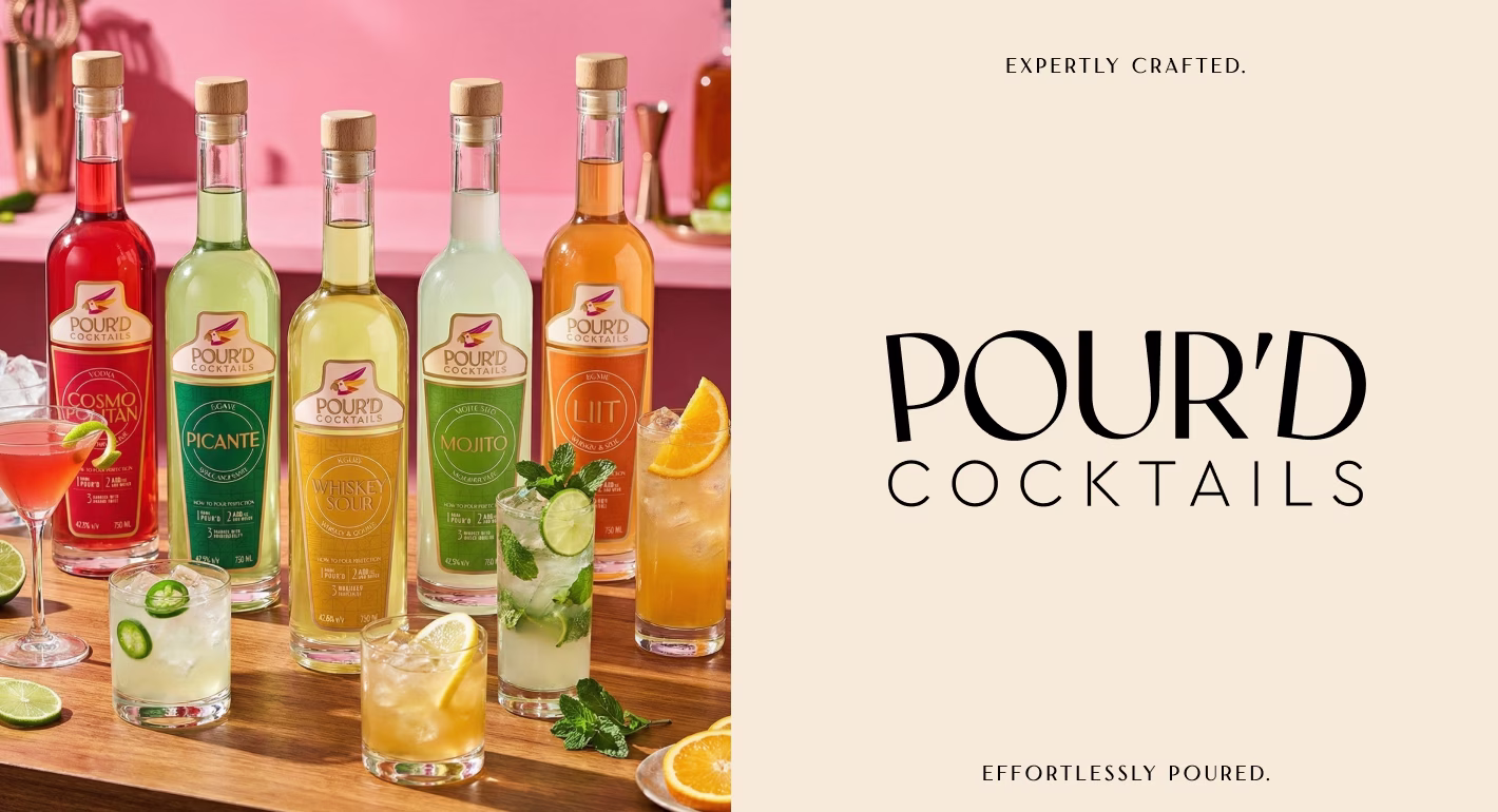 Pour'd Cocktails branding & packaging highlight