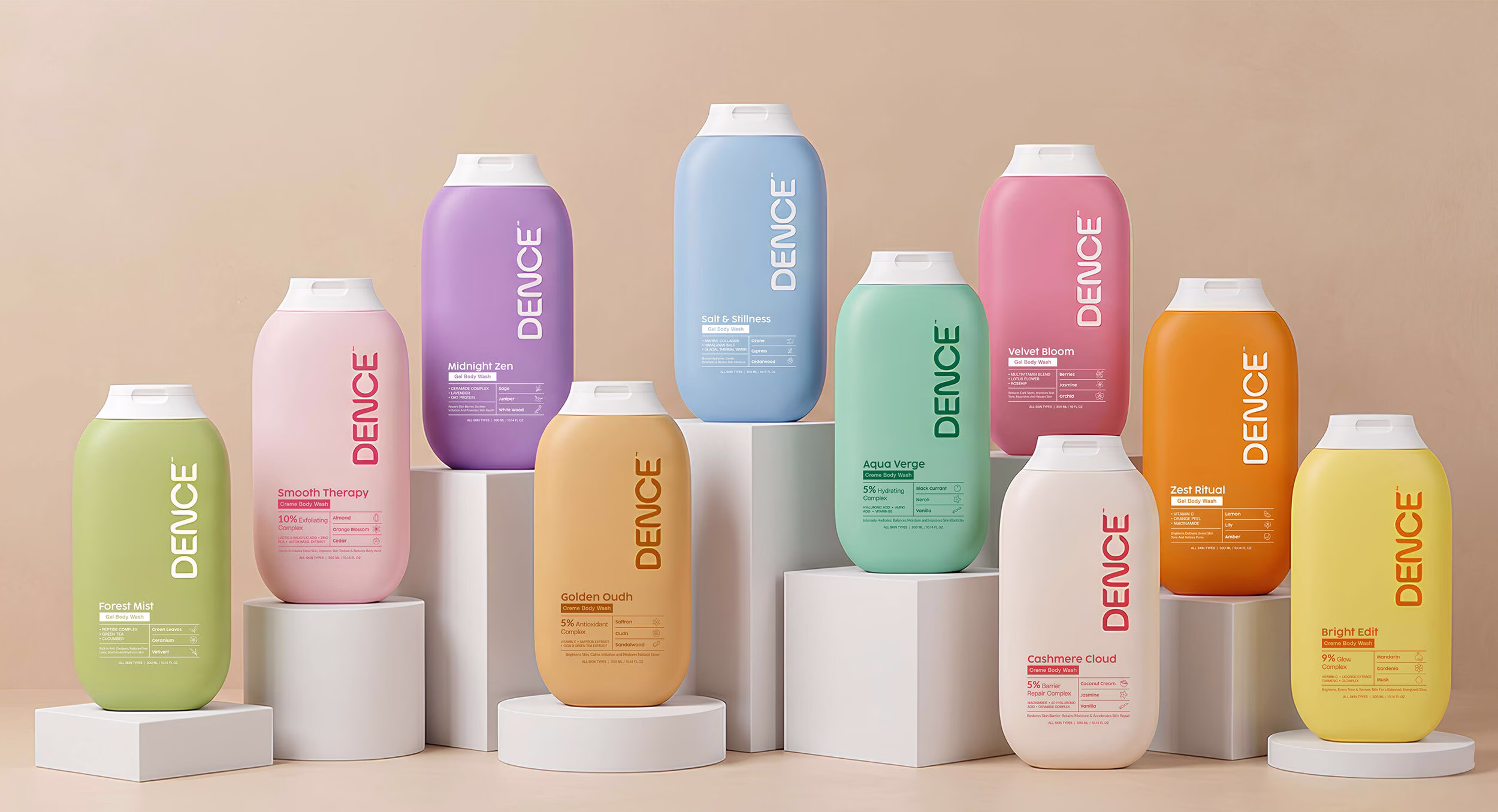 Dence – Body care brand strategy, identity & packaging design