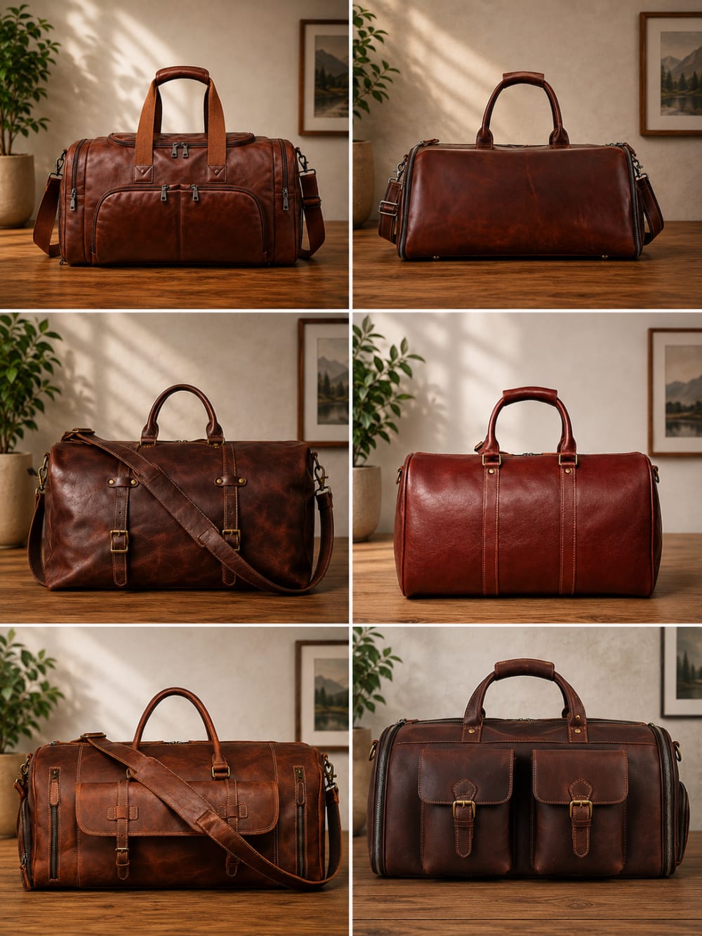 Leather duffle and travel bag designs