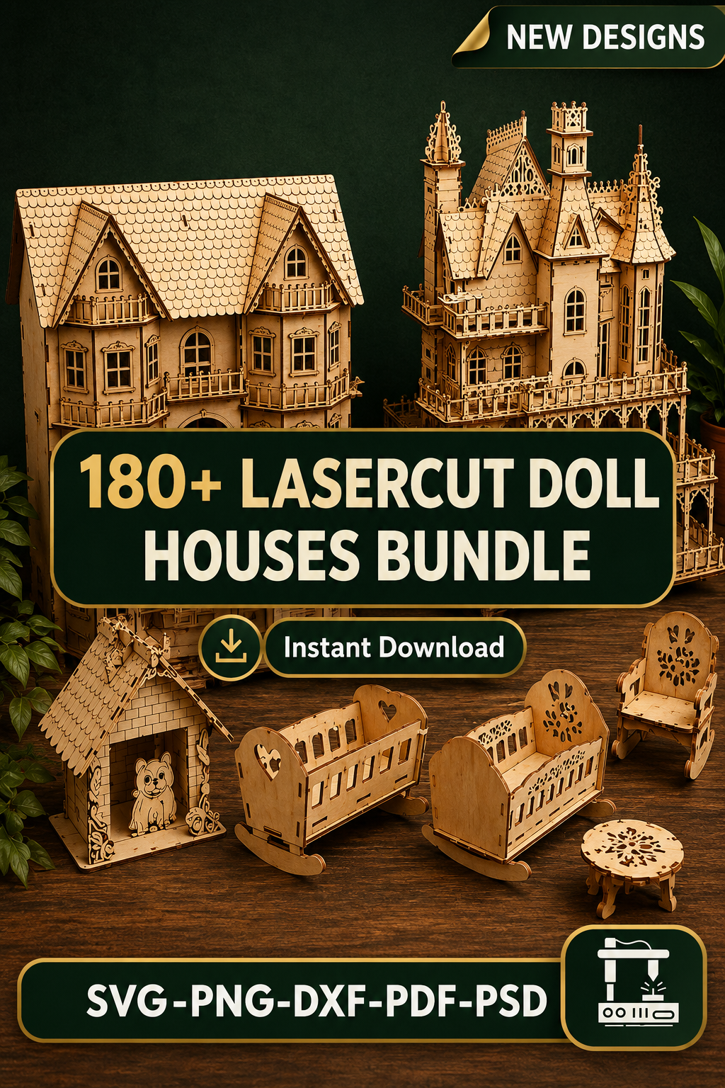 Dollhouses laser cut design preview