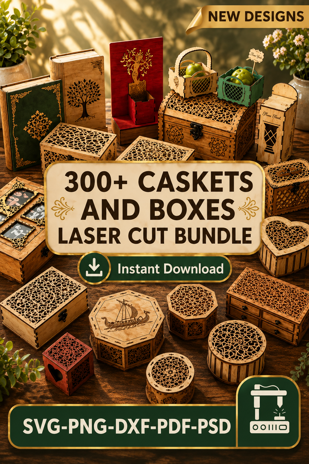 Boxes & Caskets laser cut design preview