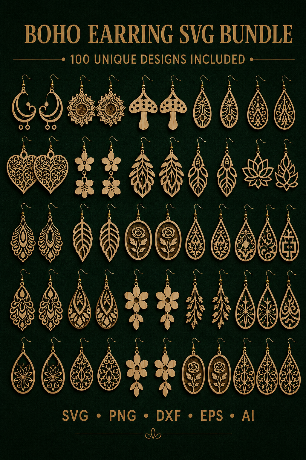Earrings laser cut design preview