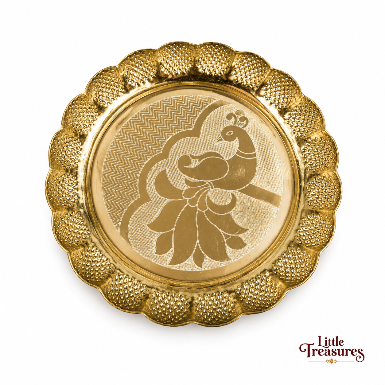 Peacock Design Brass Pooja Thali