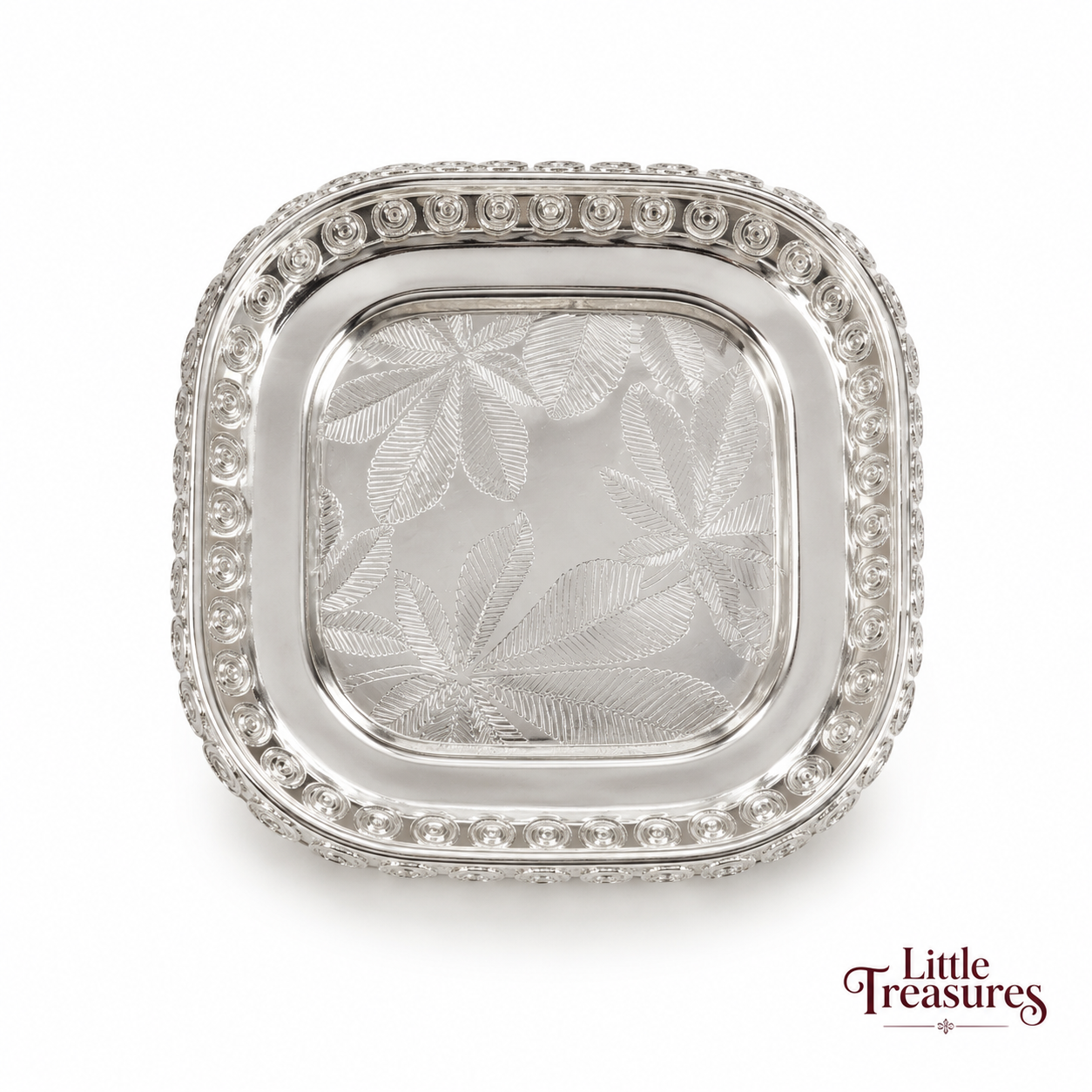 German Silver Decorative Tray – Floral Engraved