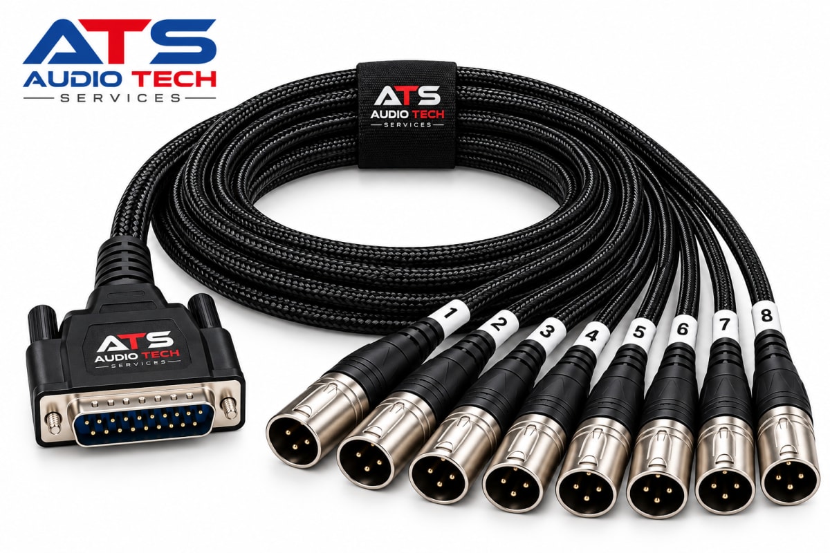 Male DB25 to 8 × Male XLR Multi-Channel Balanced Audio Cable