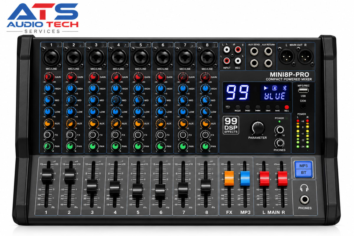 MINI8P-PRO Compact Powered Mixer