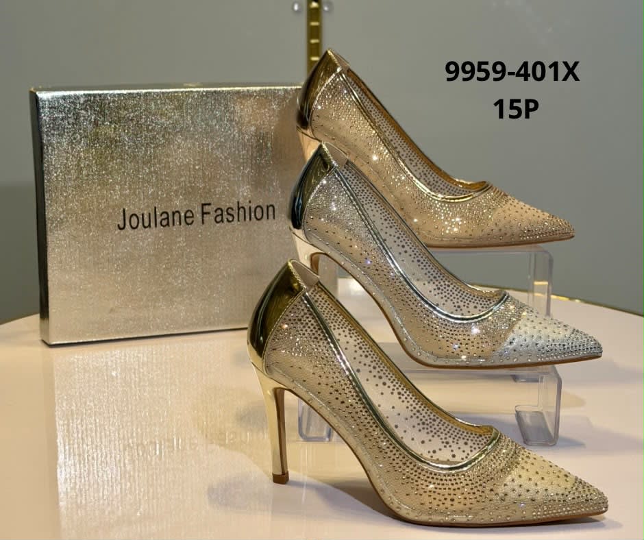 9959-401X — حذاء سهرة نسائي مدبب بفصوص دقيقة وكعب رفيع