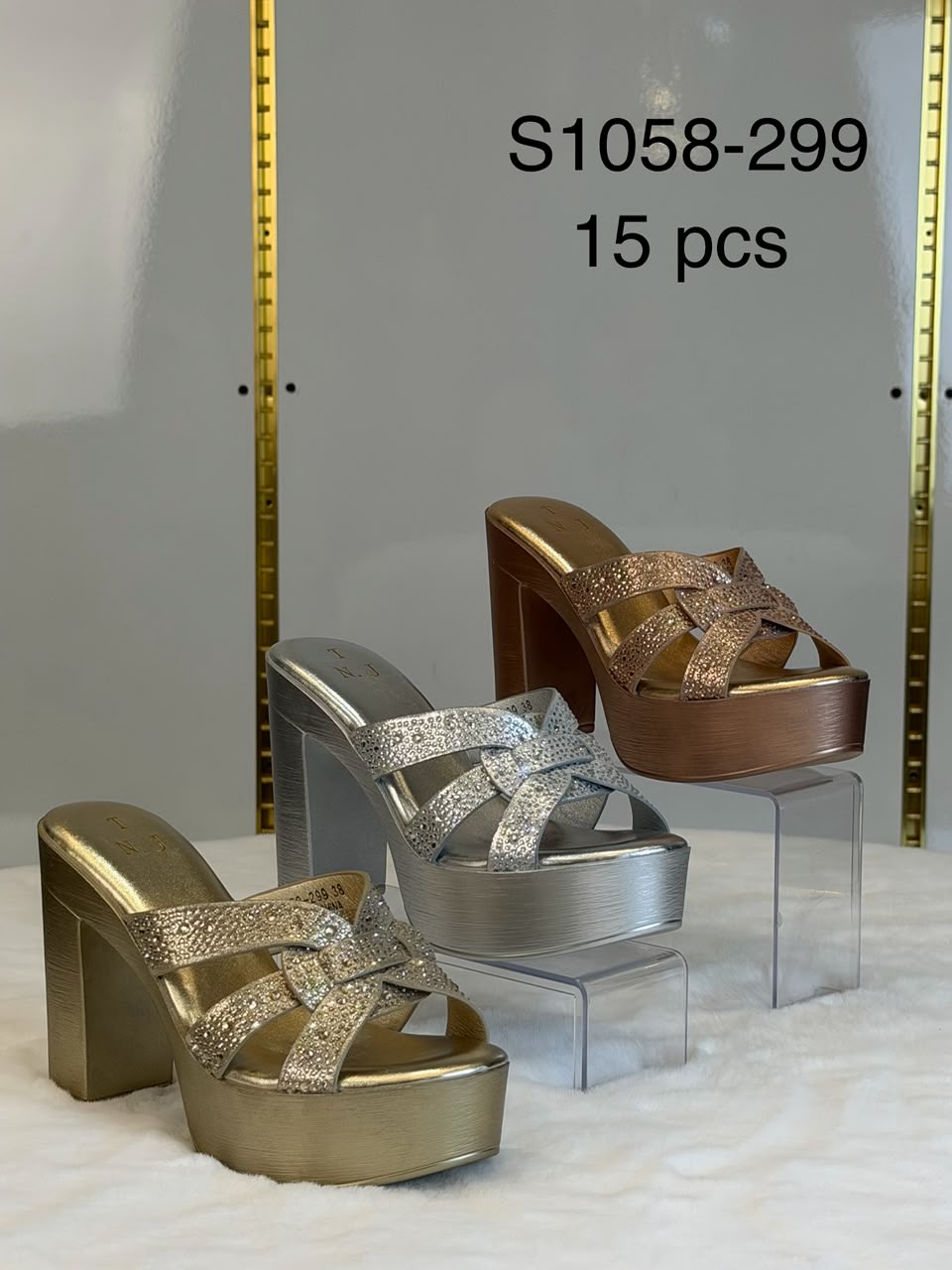 S1058-299 — Sabot femme à plateforme, talon bloc et multiples brides croisées