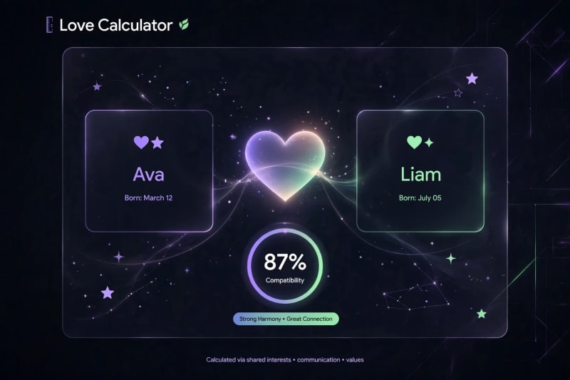 Love Calculator — Free Love % Test by Name
