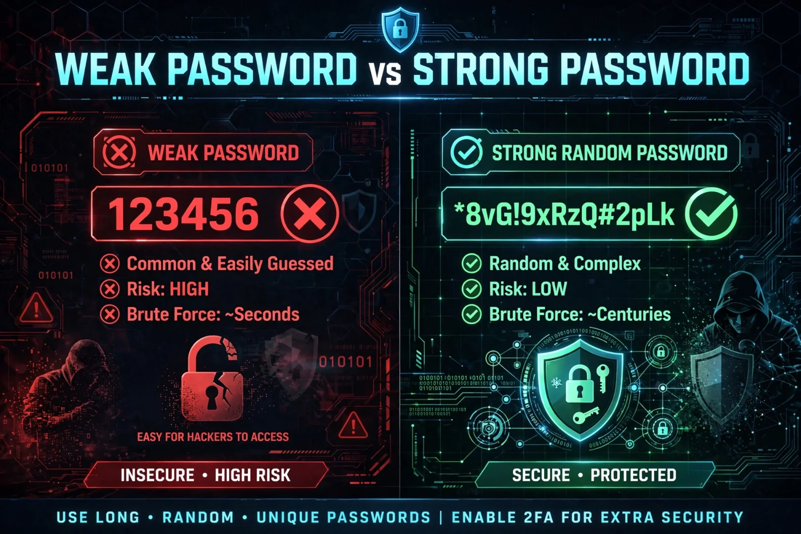 Weak password compared with a secure random password.webp