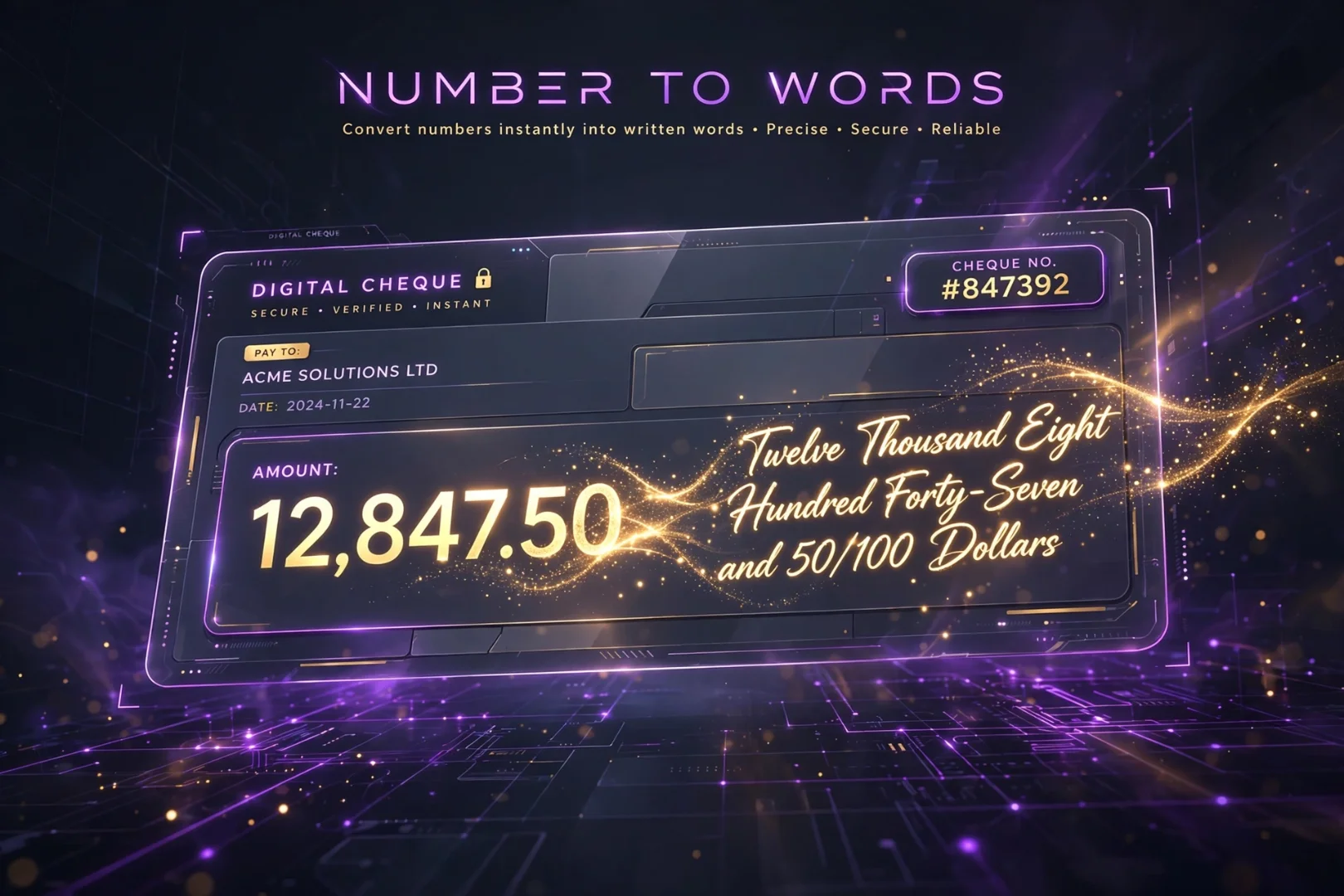 Number to Words | Cheques, Math & Translations
