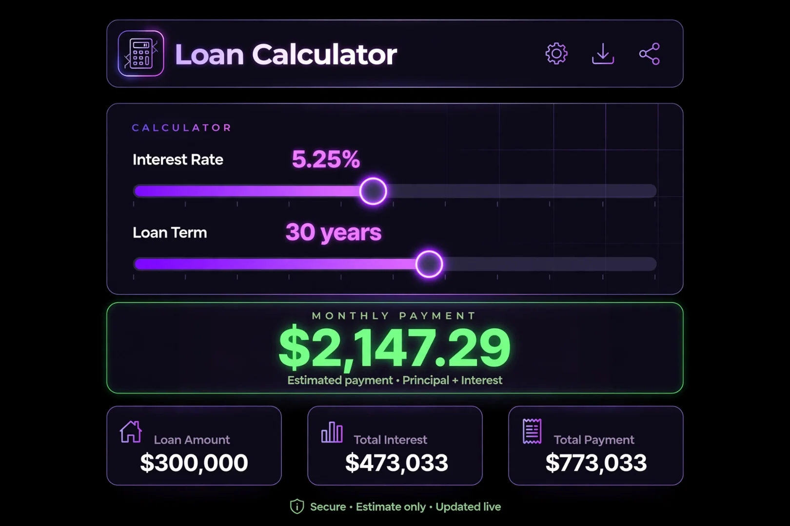 Loan & EMI Calculator | Amortization & Interest Breakdown