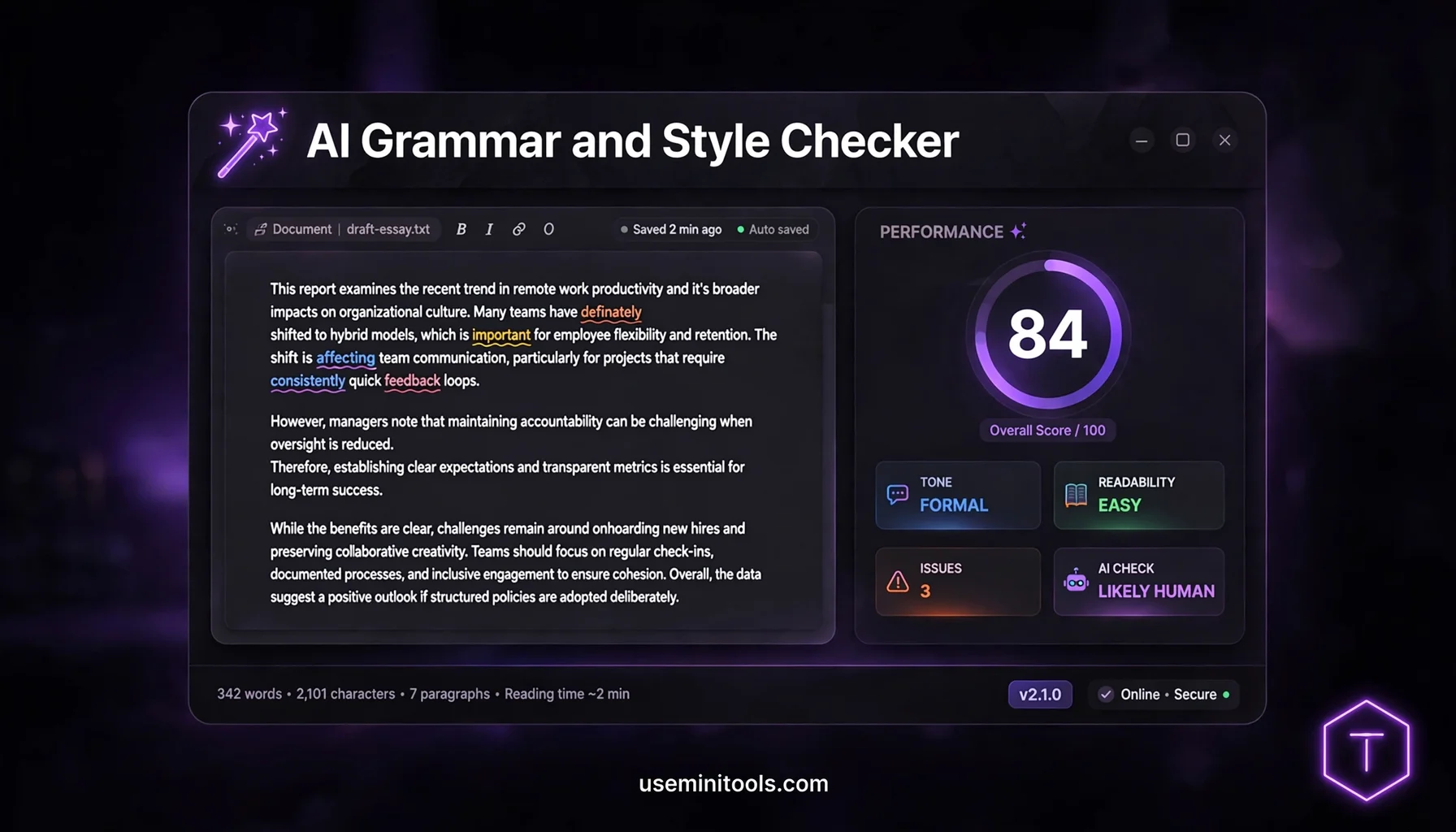 Ai grammar % Style Checker
