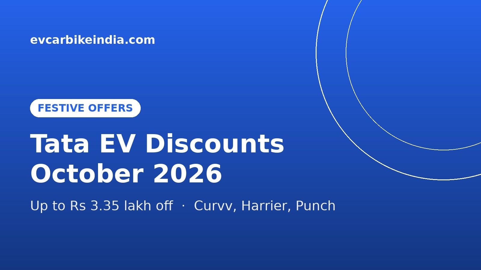 Tata EV Festive Discounts October 2026: Up to ₹3.35 Lakh Off Curvv EV, Harrier EV, Punch EV and More