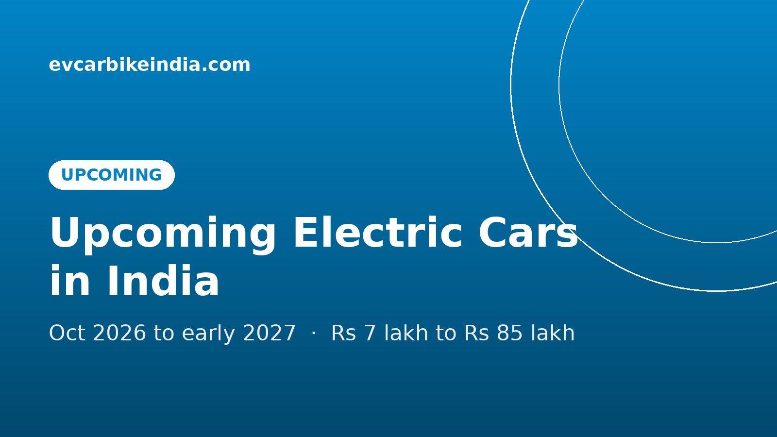 Upcoming Electric Cars in India: Launches From October 2026 to Early 2027