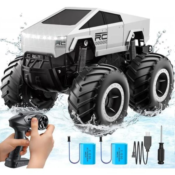 Cybertruck-Inspired RC Monster Truck – 4WD Off-Road Remote Control Car with High-Elasticity Shock Absorbers, Oversized All-Terrain Tires, and Rechargeable Battery