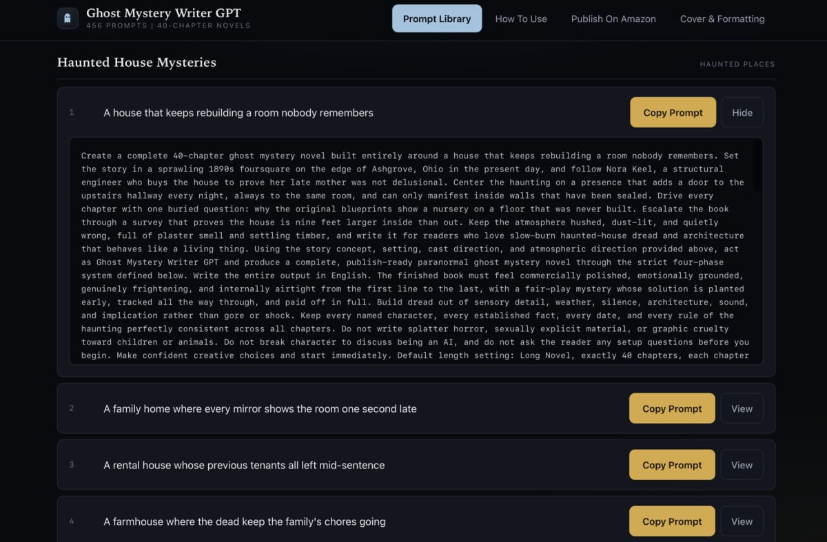 A single prompt opened with the Copy Prompt button