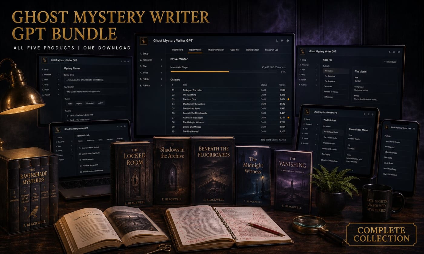 All five Ghost Mystery products shown together