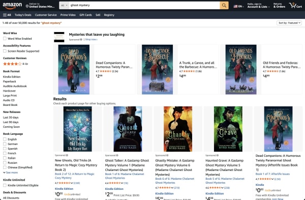 Amazon search results