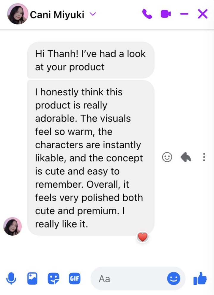 Original Messenger conversation with Cani Miyuki