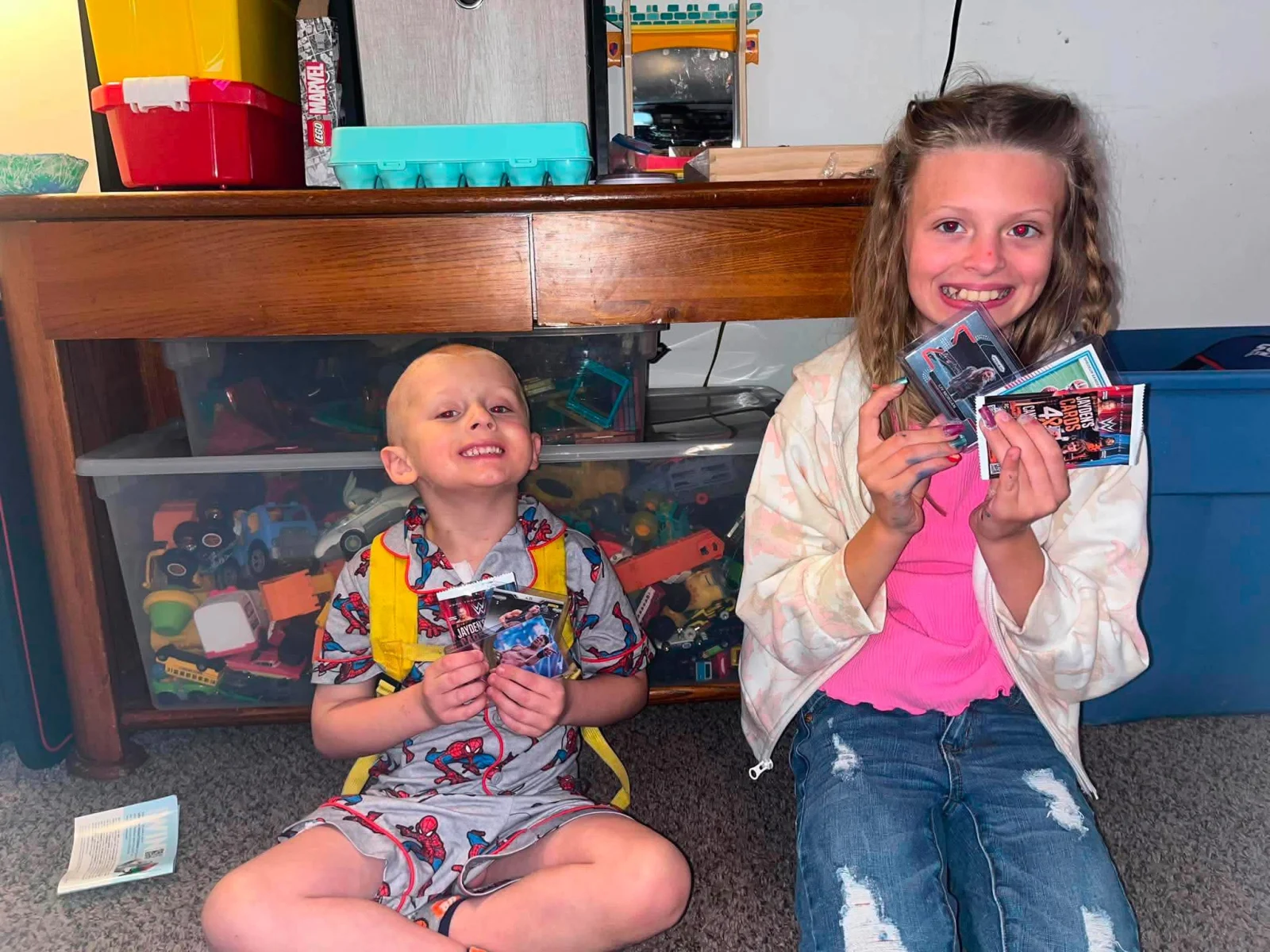 Andrew and his Sister receiving their cards! 