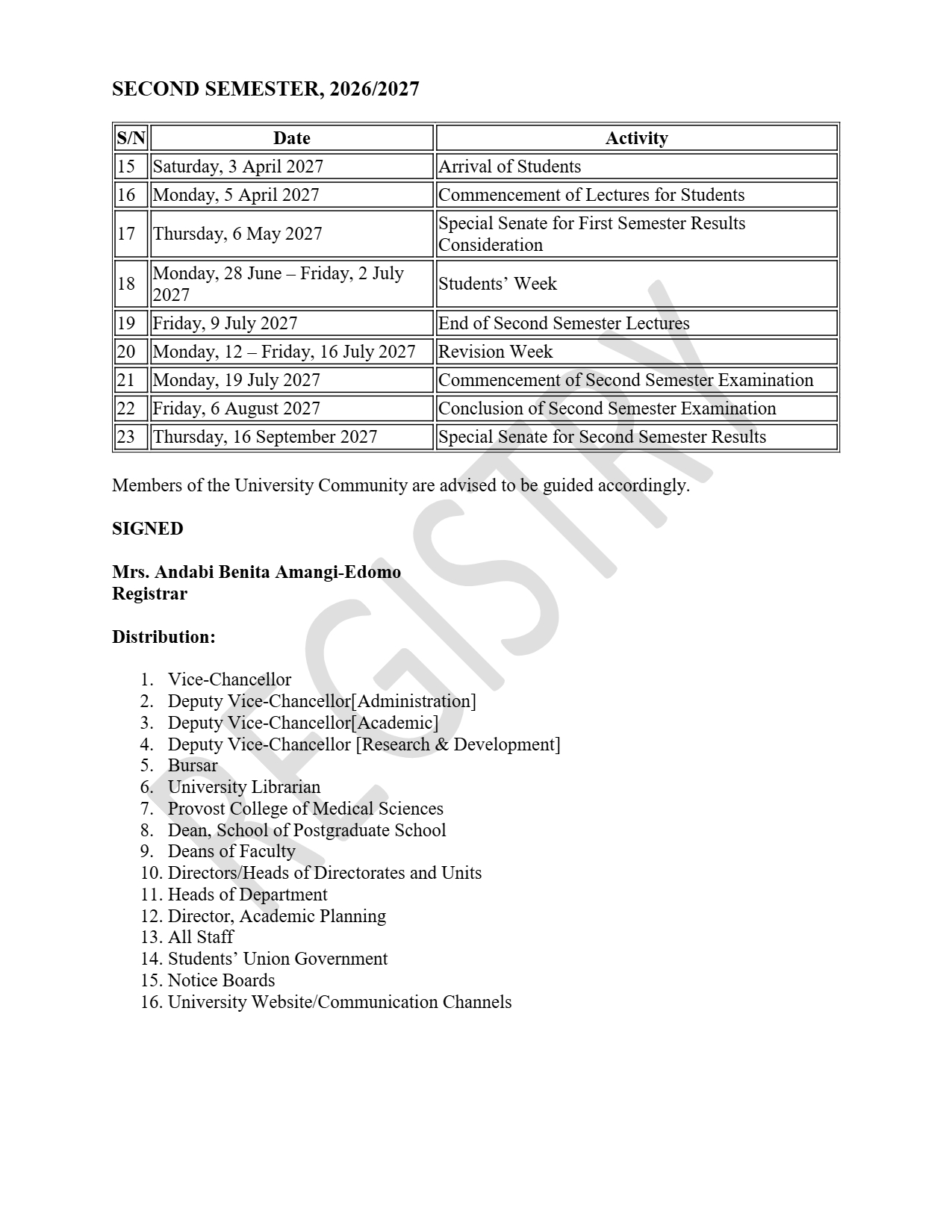 APPROVED REGULAR UNDERGRADUATE ACADEMIC CALENDAR FOR THE 2026_2027 ACADEMIC SESSION – FUOTUOKE_page-0002